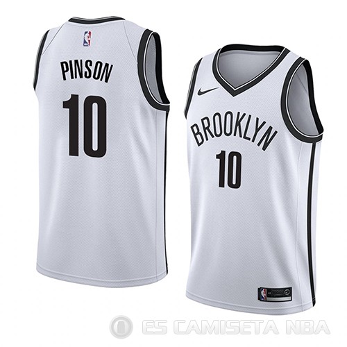 Camiseta Theo Pinson #10 Brooklyn Nets Association 2018 Blanco - Haga un click en la imagen para cerrar